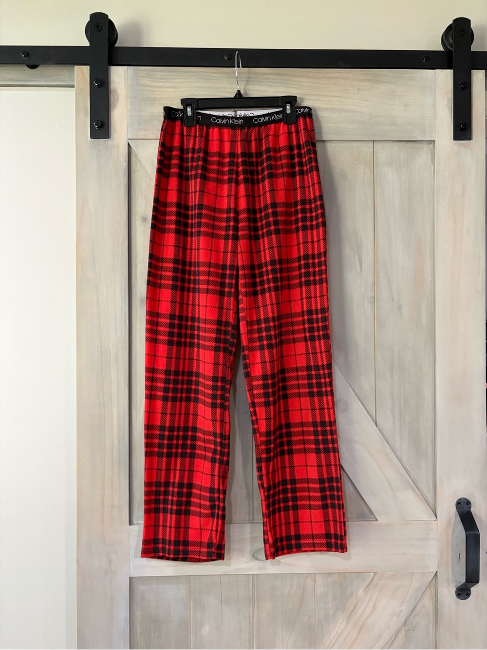 Calvin Klein Red and Black Plaid Kids Pajama Bottoms